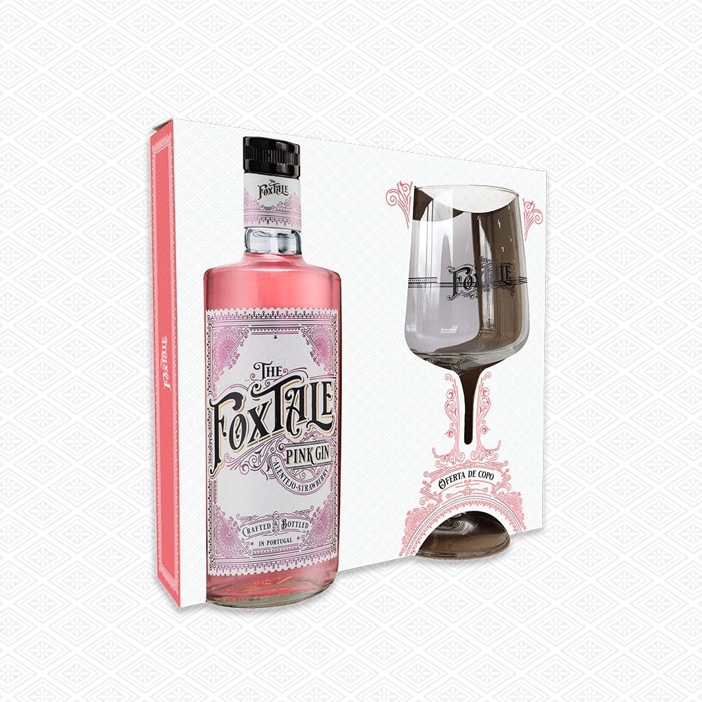 Estojo com Garrafa The FoxTale Pink Gin 70cl + Copo The FoxTale